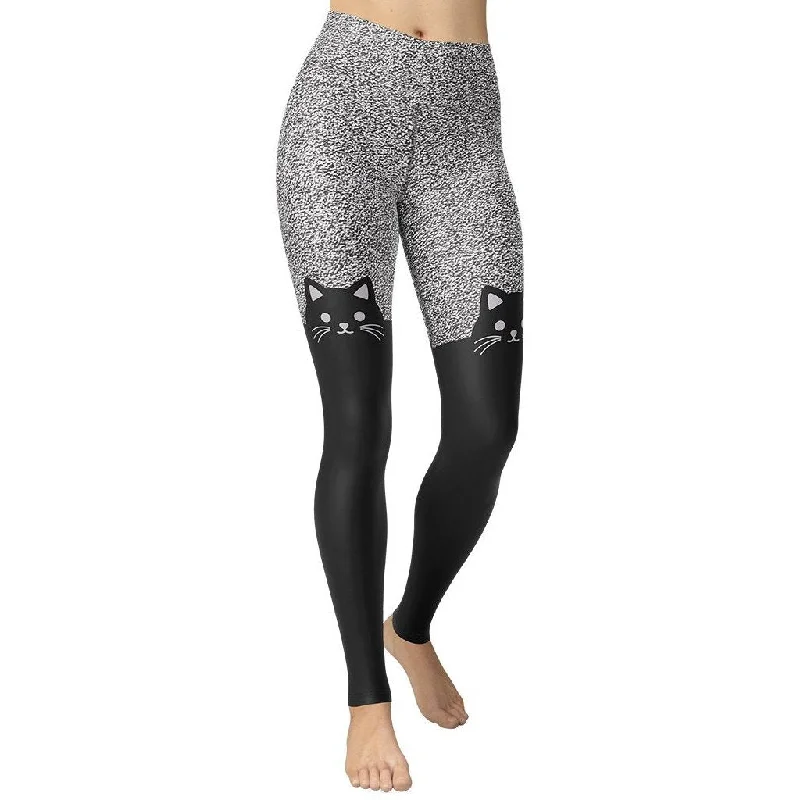 Ankle - length women leggings to pair with boots in fallBlack Kitty Yoga Leggings