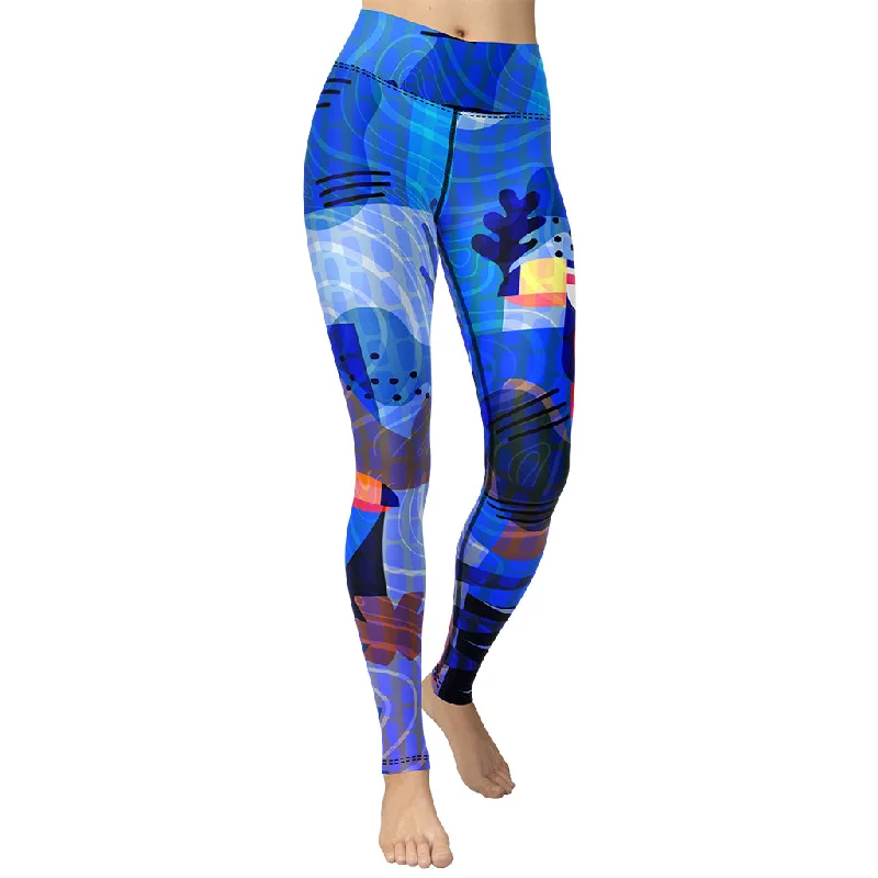 Metallic - finish women leggings for a glamorous and shiny outfitBlue Abstract Yoga Leggings