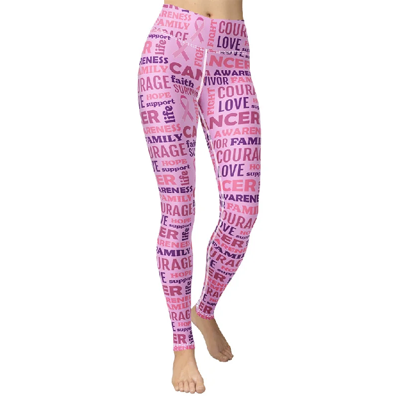 High - waisted women leggings for a tummy - control and flattering fitBreast Cancer Awareness Yoga Leggings