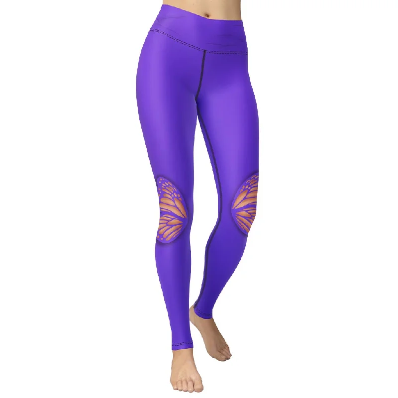 Leather - look women leggings for a bold and edgy styleButterfly Cut Out Yoga Leggings