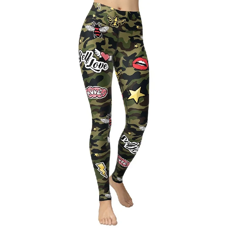 Plus - size women leggings with a comfortable and stretchy designCamo Patch Yoga Leggings