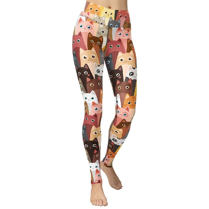 Maternity women leggings for expecting mothers' comfortCartoon Cats Yoga Leggings