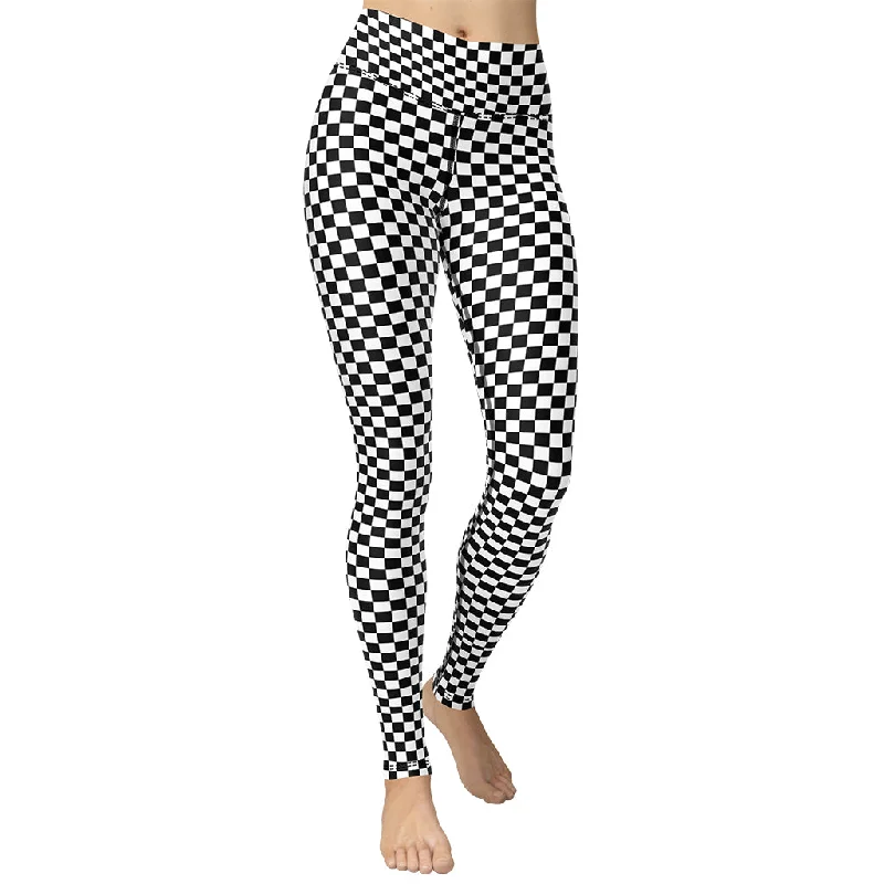 Organic cotton women leggings for an eco - friendly and soft optionCheckered Yoga Leggings