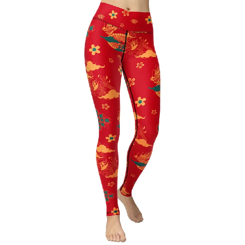 Compression women leggings for post - workout recovery and muscle supportChinese Dragon Yoga Leggings