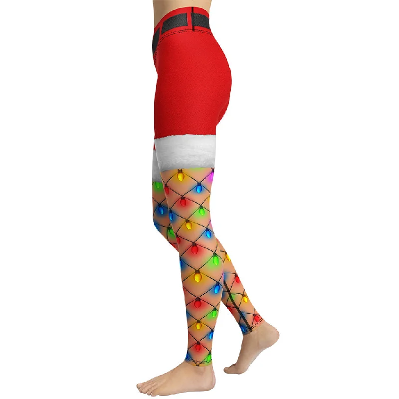 Ankle - length women leggings to pair with boots in fallChristmas Lights Shorts Yoga Leggings