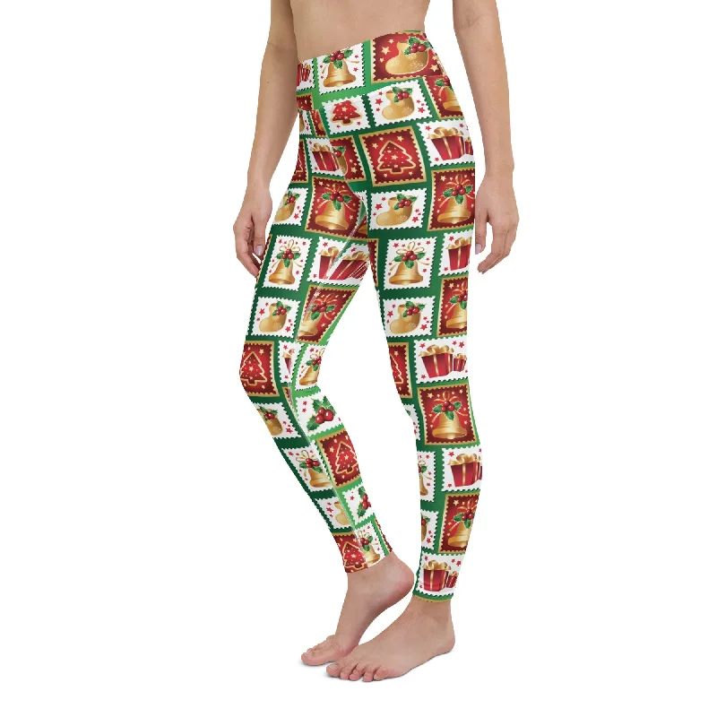 Lace - trimmed women leggings for an elegant and romantic touchChristmas Stamps Yoga Leggings