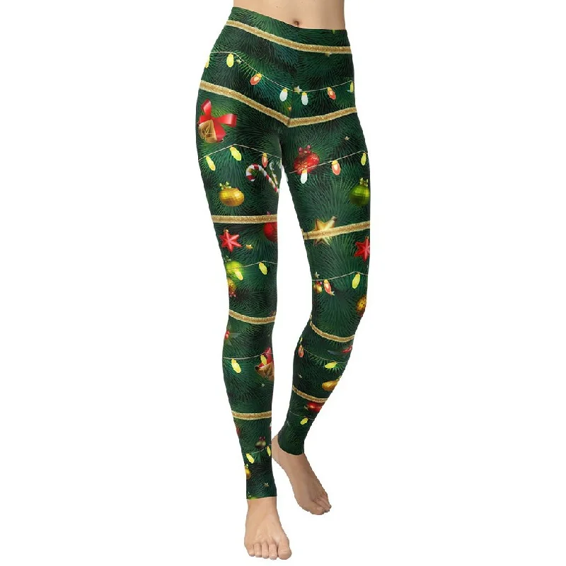 High - waisted women leggings for a tummy - control and flattering fitChristmas Tree Yoga Leggings