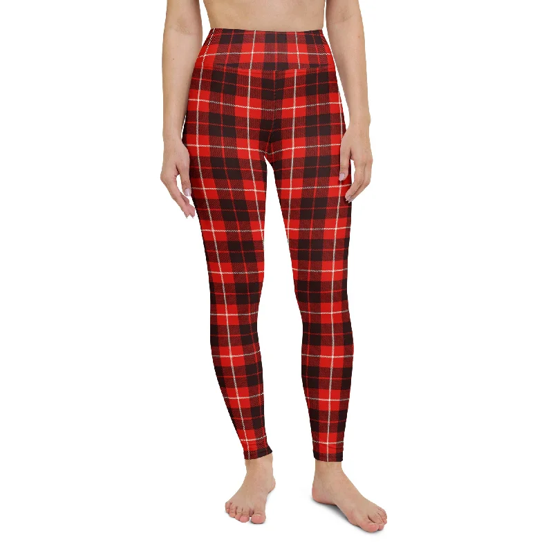 Ankle - length women leggings to pair with boots in fallClassic Red Tartan Yoga Leggings