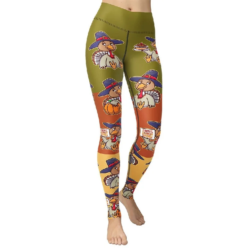 Patterned geometric women leggings for a modern and stylish appearanceColorful Turkey Print Yoga Leggings