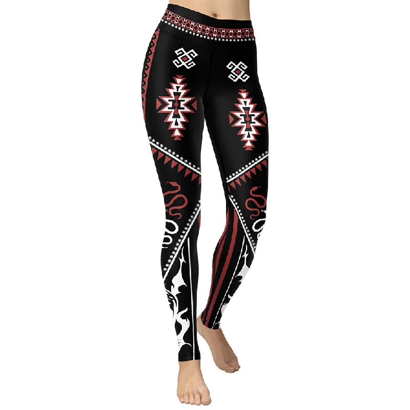 Belted women leggings for a defined waist and added styleCowgirl Red & Black Yoga Leggings