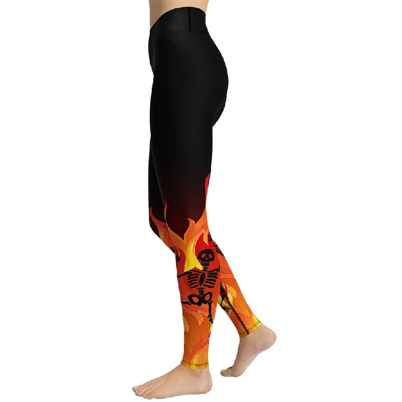 Organic cotton women leggings for an eco - friendly and soft optionCrimson Inferno Yoga Leggings