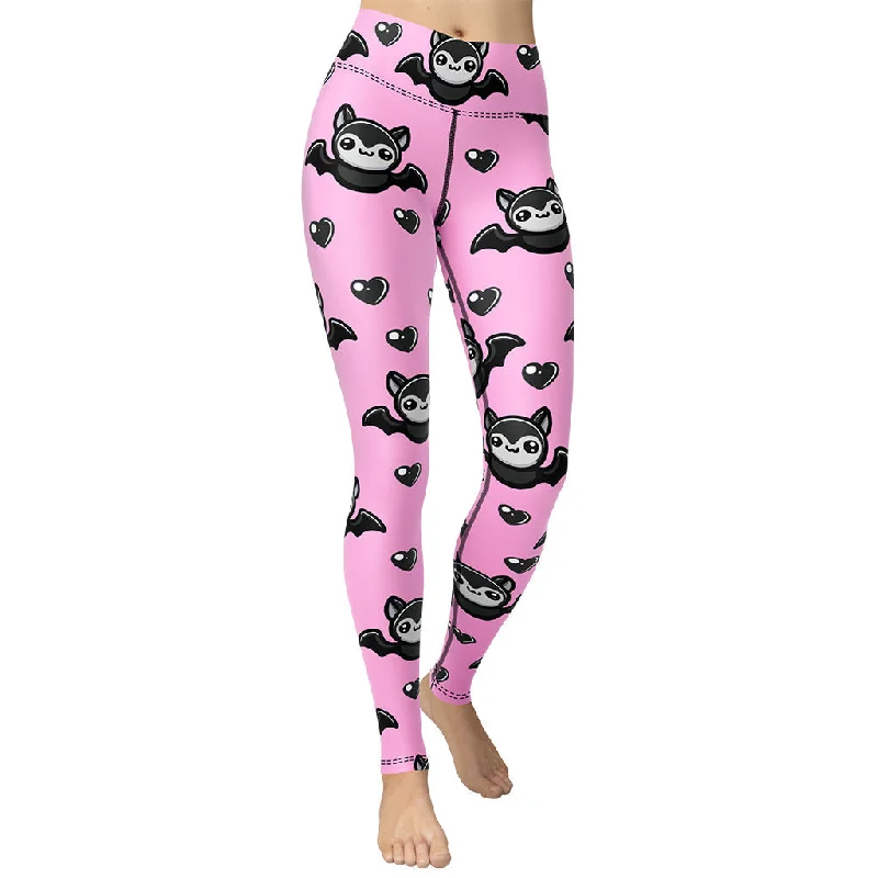 Bootcut women leggings for a unique and flattering silhouetteCute Bats Yoga Leggings