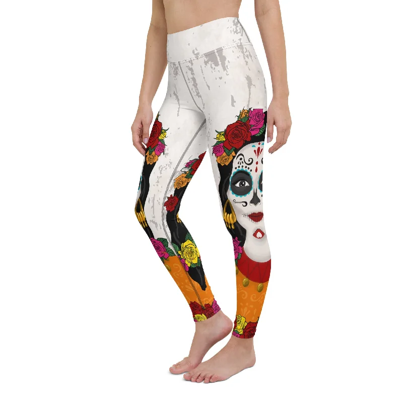 Metallic - finish women leggings for a glamorous and shiny outfitDay of the Dead Vibes Yoga Leggings