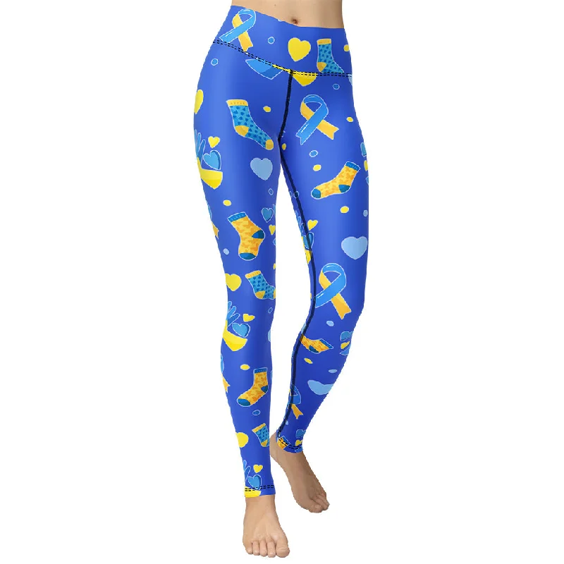 Patterned geometric women leggings for a modern and stylish appearanceDown Syndrome Awareness Yoga Leggings