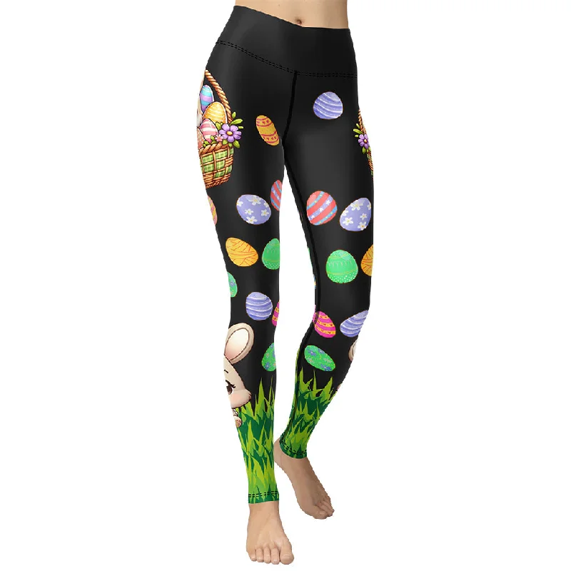 Leather - look women leggings for a bold and edgy styleEaster Basket Yoga Leggings