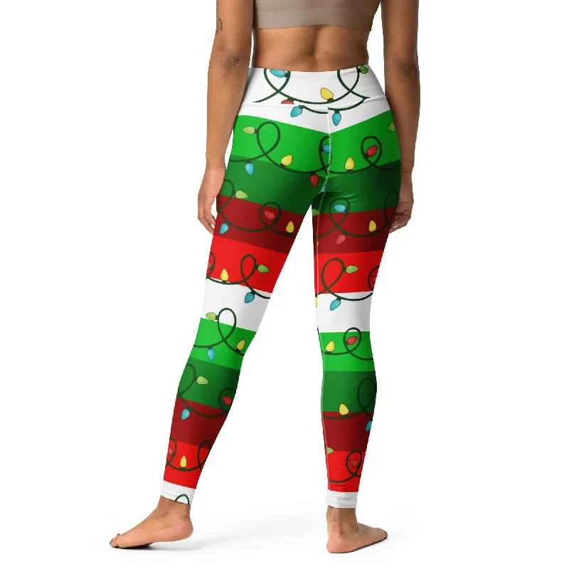 Fleece - lined women leggings for extra warmth in cold weatherFestive Christmas Lights Yoga Leggings