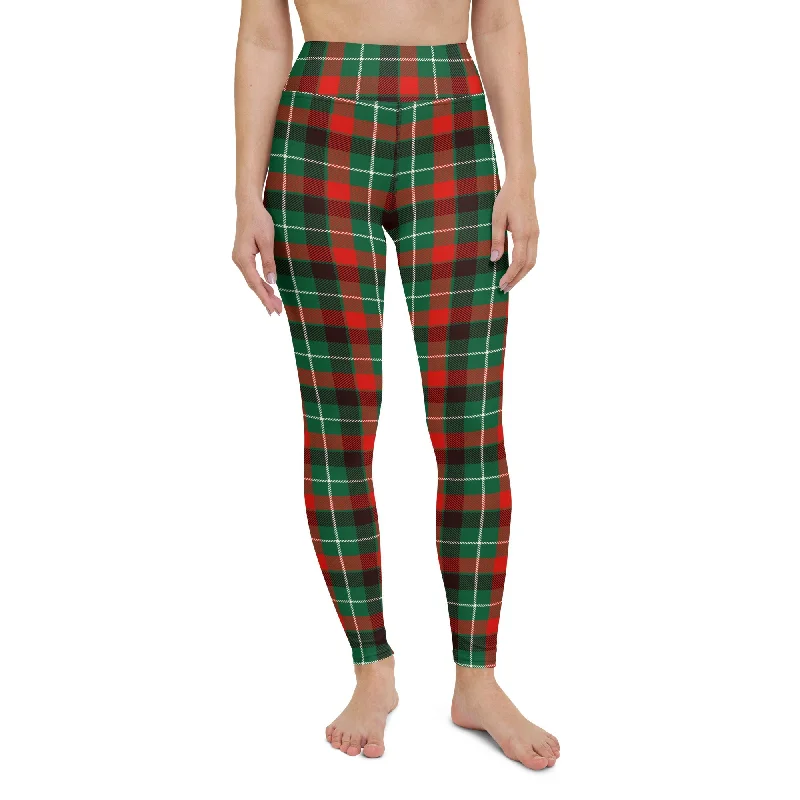 Fleece - lined women leggings for extra warmth in cold weatherFestive Tartan Yoga Leggings