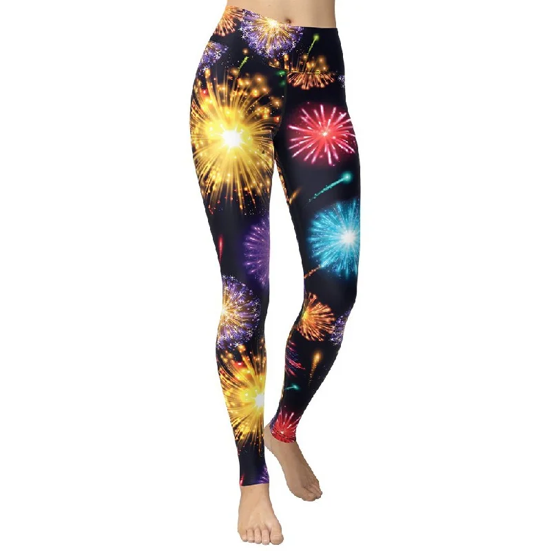 Yoga - specific women leggings with moisture - wicking fabricFireworks Yoga Leggings