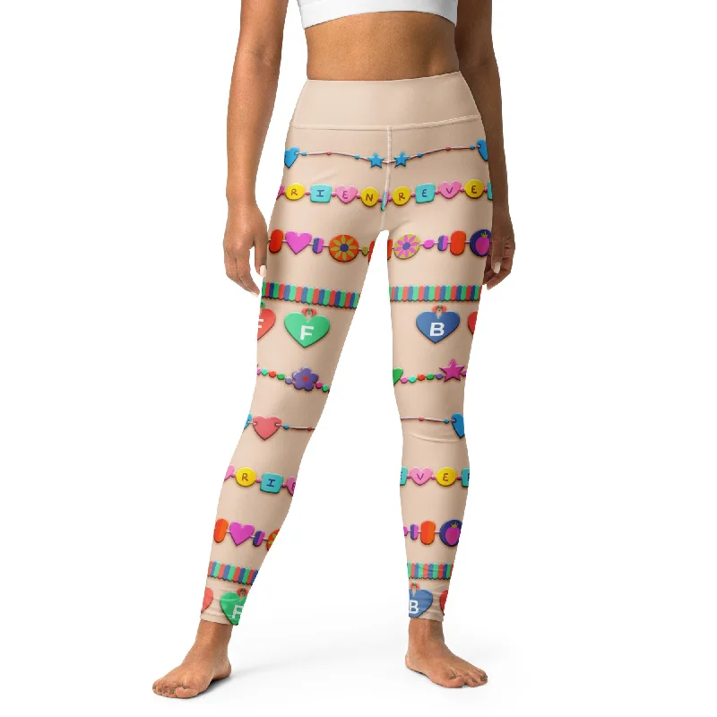 Belted women leggings for a defined waist and added styleFriendship Bracelet Yoga Leggings