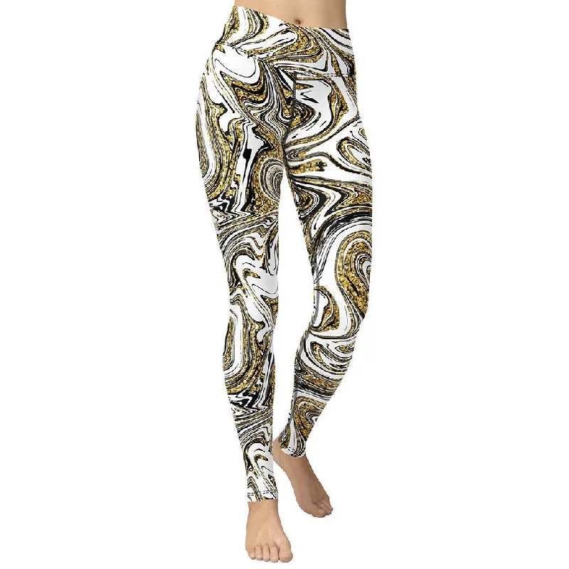 Maternity women leggings for expecting mothers' comfortGlitter Print Marble Yoga Leggings