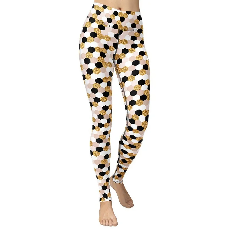 Fleece - lined women leggings for extra warmth in cold weatherGlittery Print Yoga Leggings