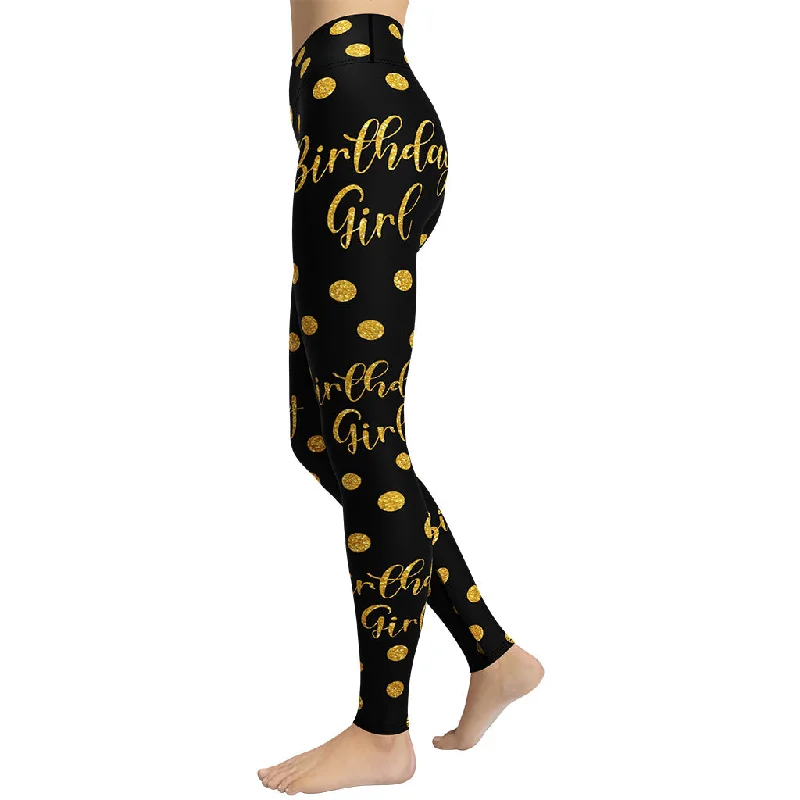 Plus - size women leggings with a comfortable and stretchy designGolden Birthday Girl Yoga Leggings