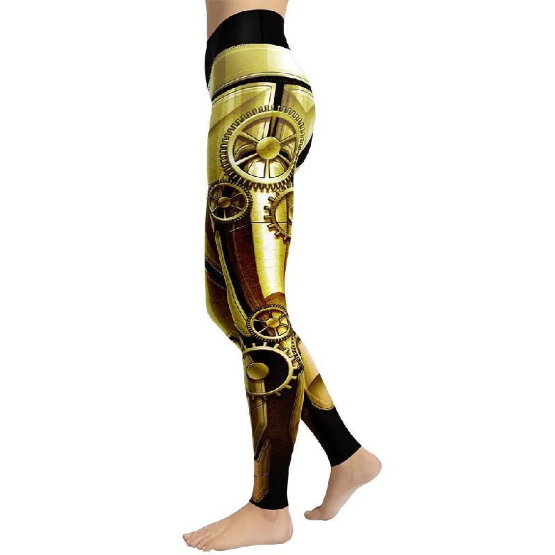 Patterned geometric women leggings for a modern and stylish appearanceGolden Machine Yoga Leggings