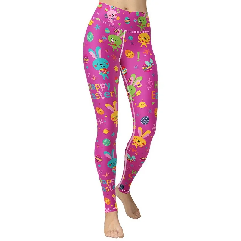 Ripped women leggings for a trendy and rebellious fashion statementHappy Easter Yoga Leggings