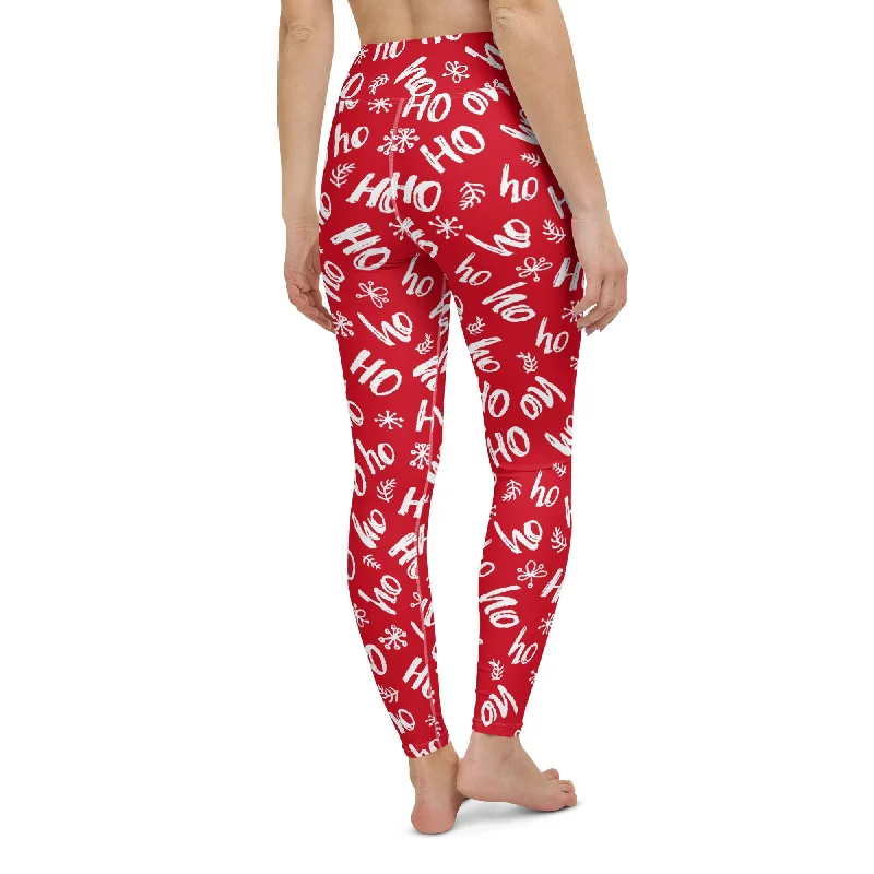 Fleece - lined women leggings for extra warmth in cold weatherHo-Ho Holiday Cheer Yoga Leggings