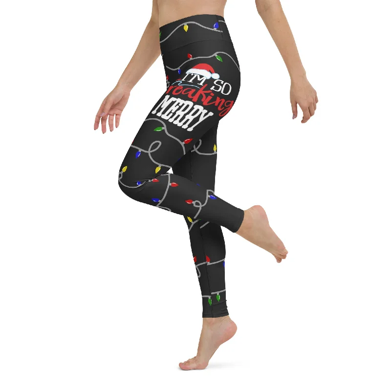 Ripped women leggings for a trendy and rebellious fashion statementI'm So Merry Yoga Leggings