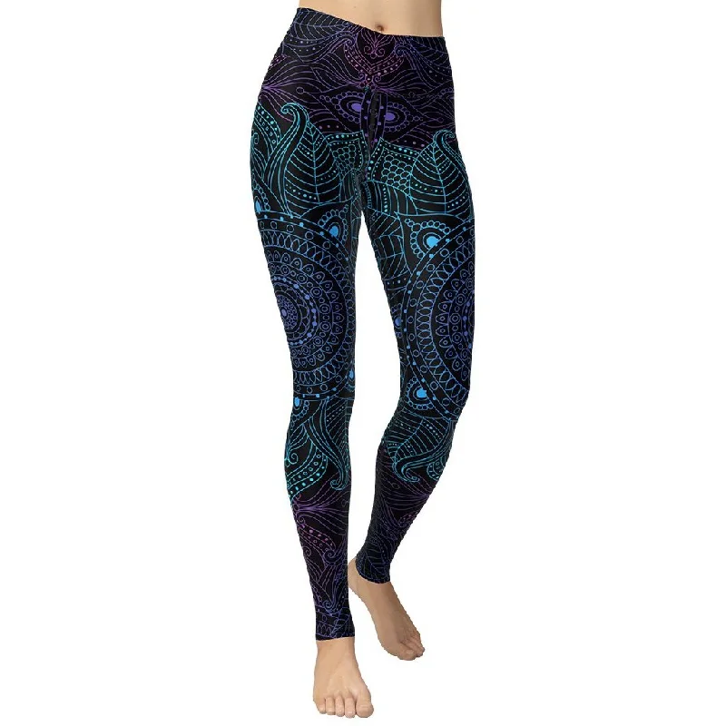 Printed floral women leggings for a feminine and eye - catching lookMagical Mandala Yoga Leggings