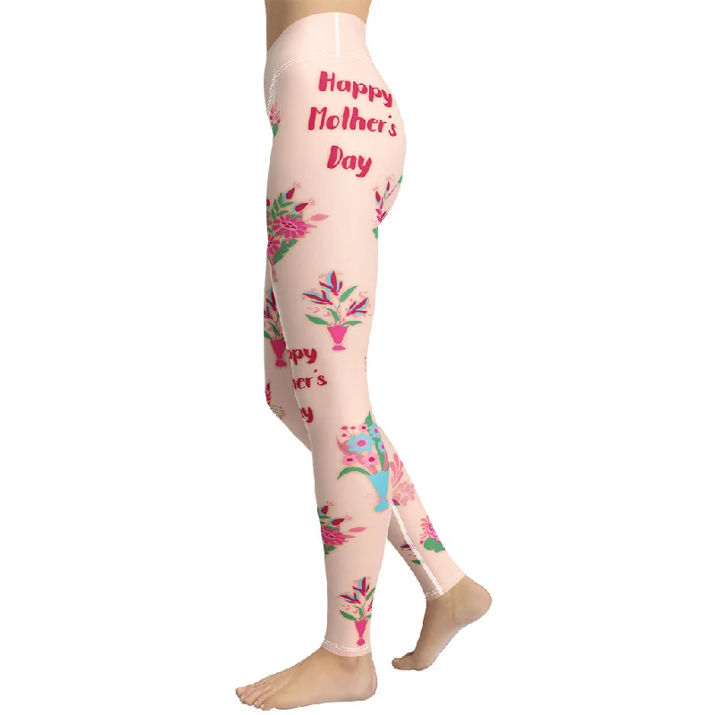 Maternity women leggings for expecting mothers' comfortMother's Day Bouquet Yoga Leggings