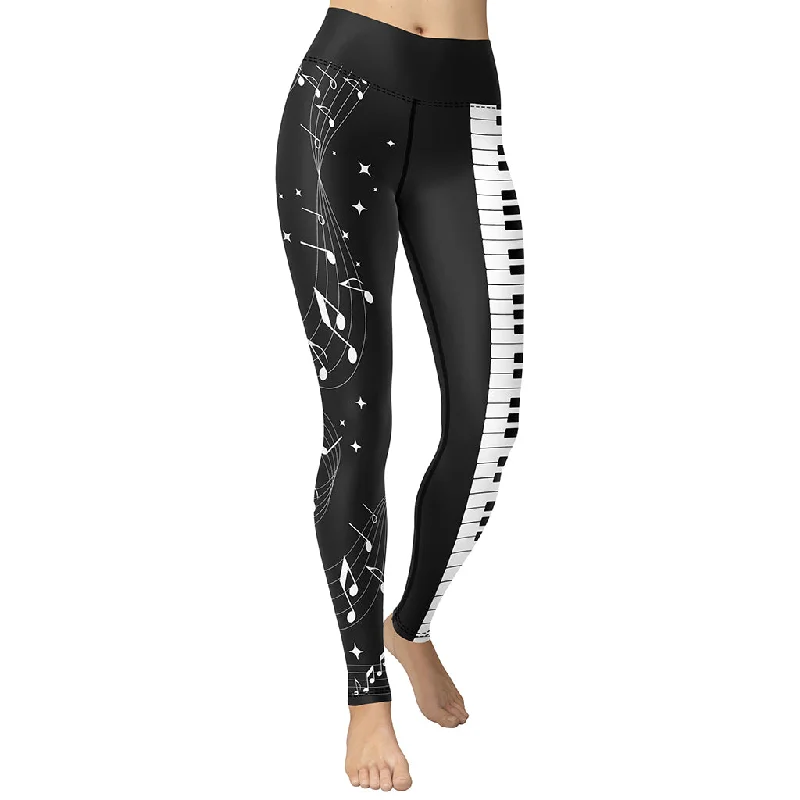 Leather - look women leggings for a bold and edgy styleMusic Yoga Leggings