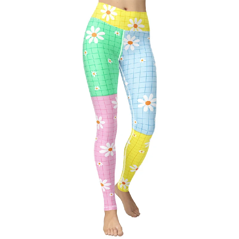 Lace - trimmed women leggings for an elegant and romantic touchPastel Patches Yoga Leggings