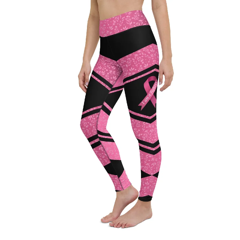 Printed floral women leggings for a feminine and eye - catching lookPink Ribbon Warrior Yoga Leggings