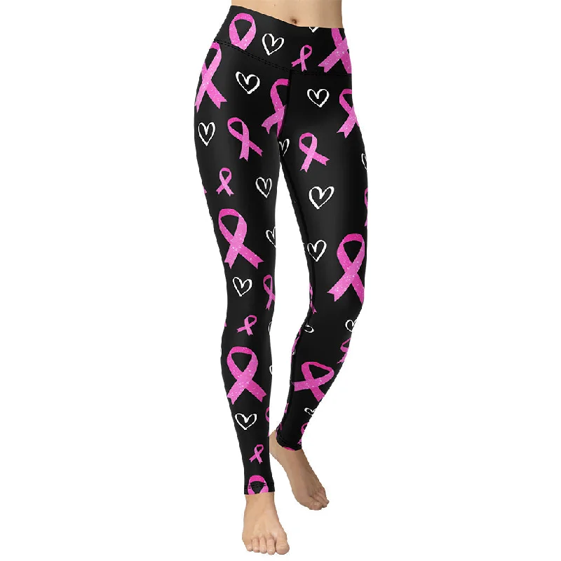 Bootcut women leggings for a unique and flattering silhouettePink Ribbon Yoga Leggings