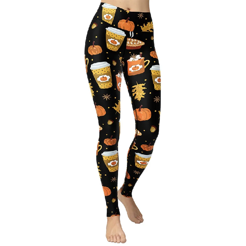 Yoga - specific women leggings with moisture - wicking fabricPumpkin Season Yoga Leggings