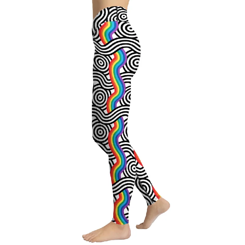 Compression women leggings for post - workout recovery and muscle supportRainbow Lines Yoga Leggings