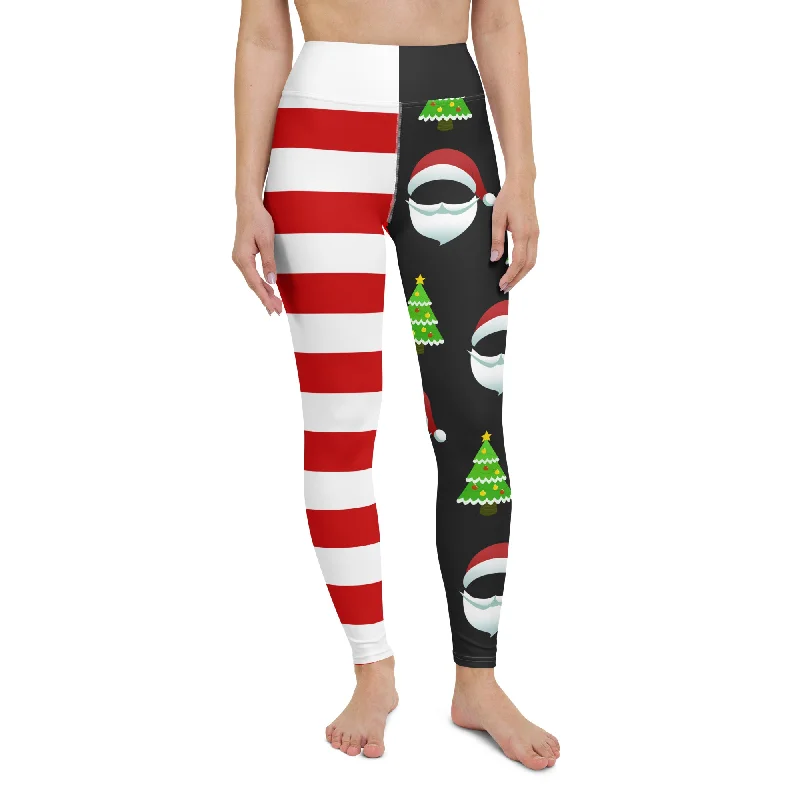 Printed floral women leggings for a feminine and eye - catching lookSanta Claus Stripes Yoga Leggings