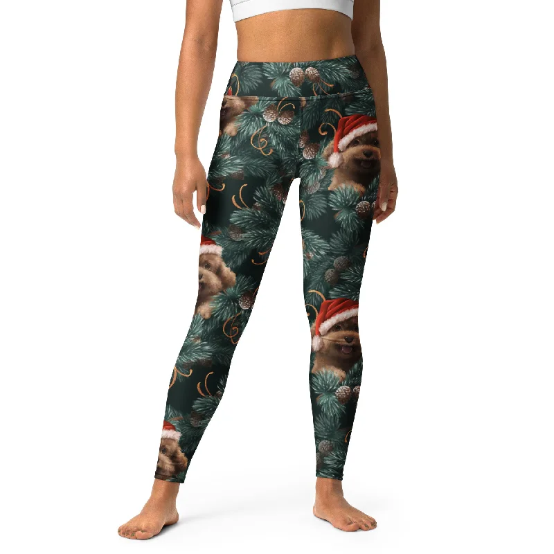 Sheer - panel women leggings for a sexy and alluring lookSanta Puppy Yoga Leggings