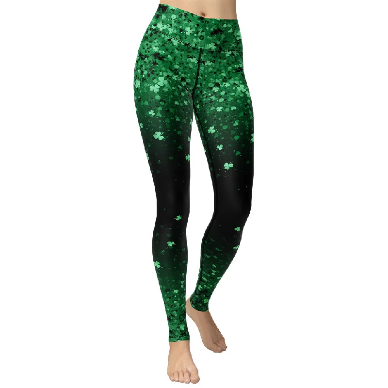 Ankle - length women leggings to pair with boots in fallSt. Patrick's Day Glitter Print Yoga Leggings