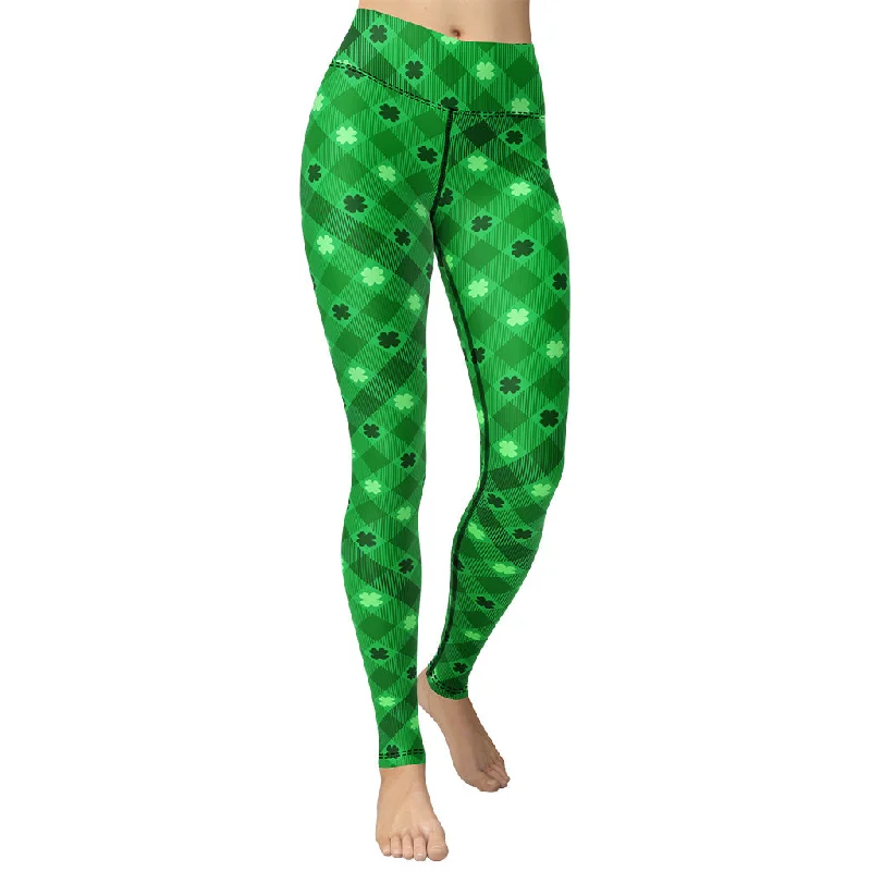 Jegging - style women leggings combining jeans look and leggings comfortSt. Patrick's Day Plaid Yoga Leggings