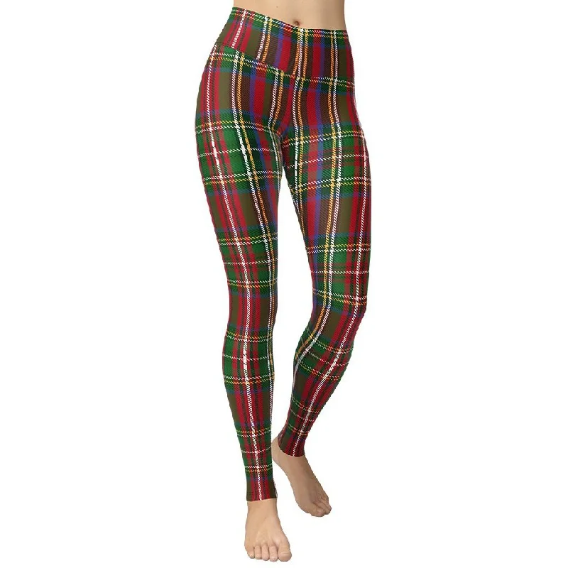 Printed floral women leggings for a feminine and eye - catching lookTartan Christmas Yoga Leggings