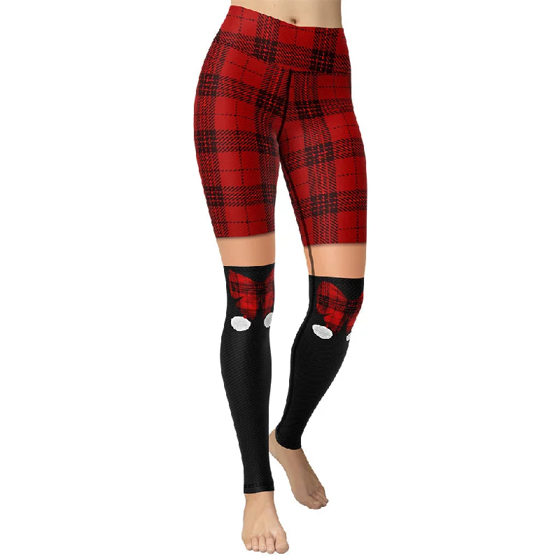 Ripped women leggings for a trendy and rebellious fashion statementTartan Shorts Yoga Leggings