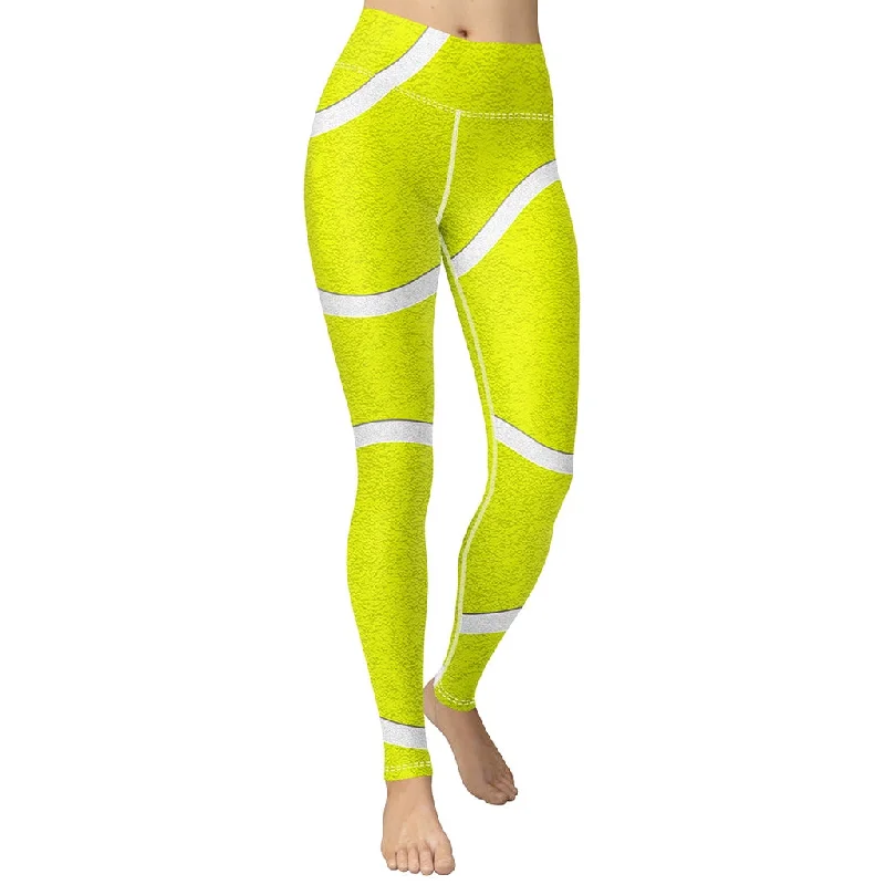 Sheer - panel women leggings for a sexy and alluring lookTennis Ball Yoga Leggings