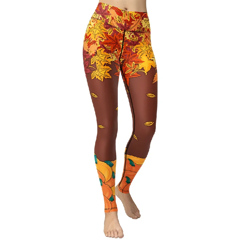 Yoga - specific women leggings with moisture - wicking fabricThanksgiving Vibes Yoga Leggings