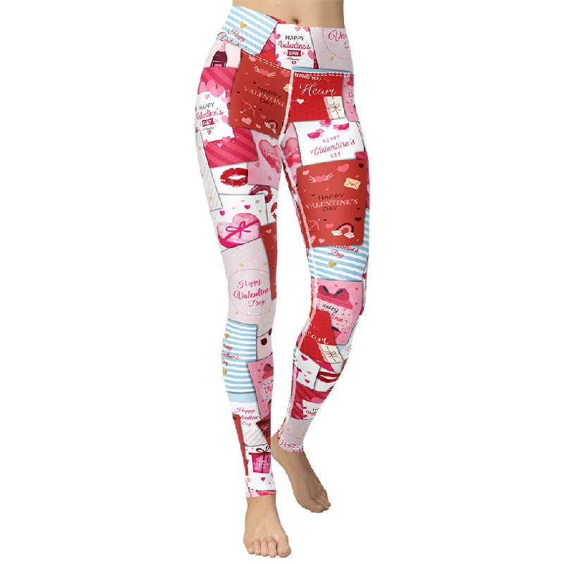 Fleece - lined women leggings for extra warmth in cold weatherValentine's Day Cards Yoga Leggings