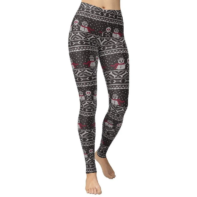 Printed floral women leggings for a feminine and eye - catching lookVintage Goth Knitted Print Yoga Leggings