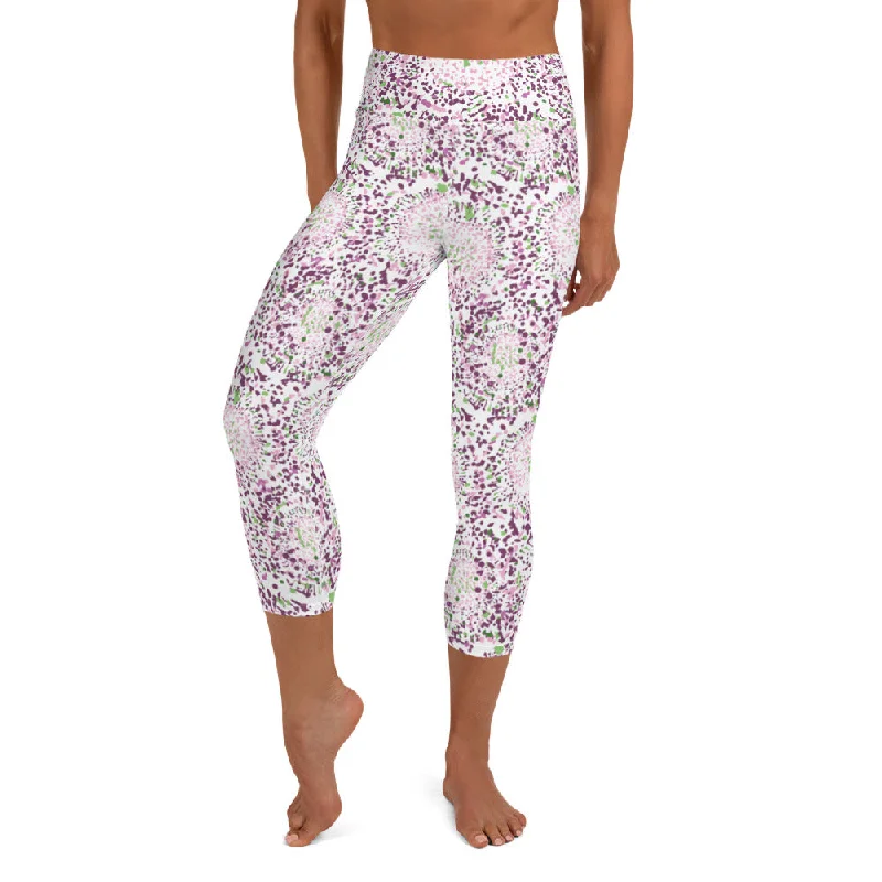 Patterned geometric women leggings for a modern and stylish appearanceYoga Capri Leggings Abstract Floral Print