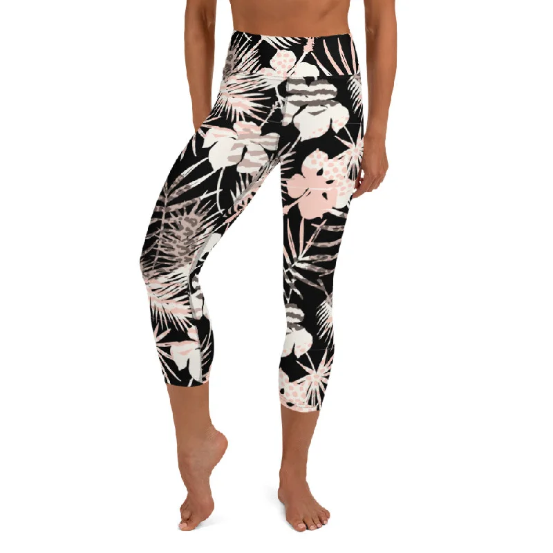 Compression women leggings for post - workout recovery and muscle supportYoga Capri Leggings in Natural Tropical Print